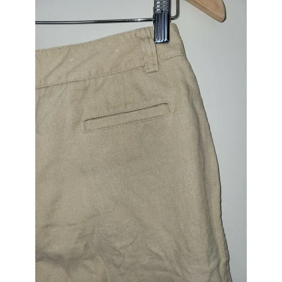 Eddie Bauer Blakely Fit Women's Crop Pants Size 6 Petite Beige 100% Linen - Picture 5 of 6